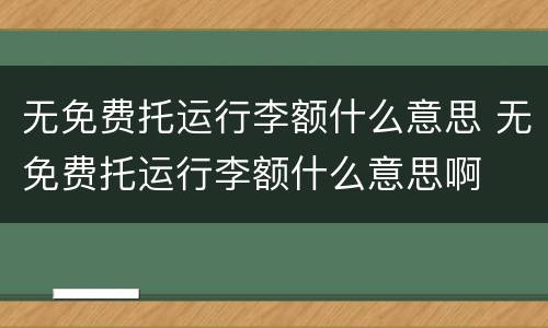 无免费托运行李额什么意思 无免费托运行李额什么意思啊