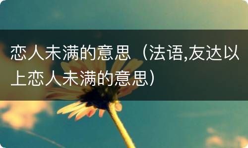 恋人未满的意思（法语,友达以上恋人未满的意思）