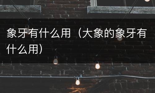 象牙有什么用（大象的象牙有什么用）