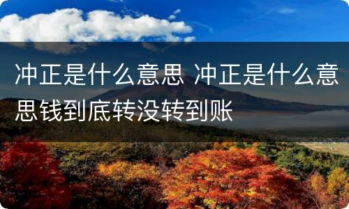 冲正是什么意思 冲正是什么意思钱到底转没转到账