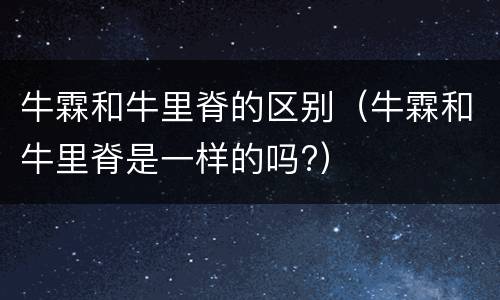 牛霖和牛里脊的区别（牛霖和牛里脊是一样的吗?）