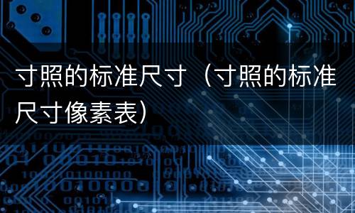 寸照的标准尺寸（寸照的标准尺寸像素表）