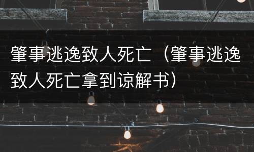肇事逃逸致人死亡（肇事逃逸致人死亡拿到谅解书）