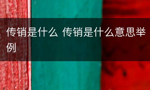 传销是什么 传销是什么意思举例