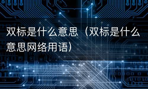 双标是什么意思（双标是什么意思网络用语）