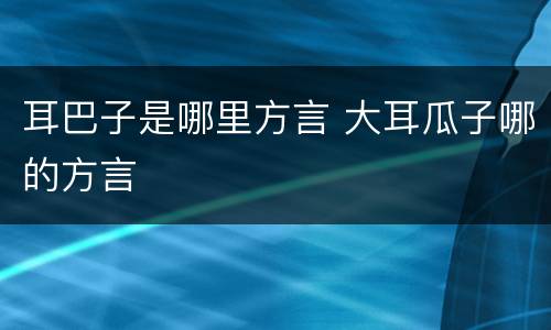 耳巴子是哪里方言 大耳瓜子哪的方言
