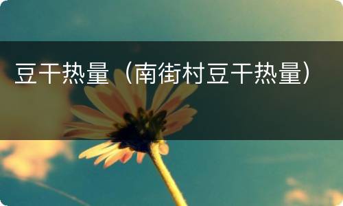 豆干热量（南街村豆干热量）