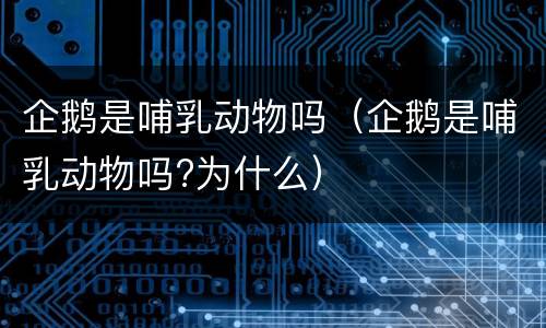 企鹅是哺乳动物吗（企鹅是哺乳动物吗?为什么）