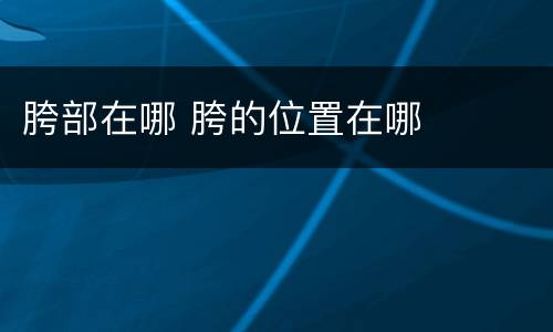 胯部在哪 胯的位置在哪