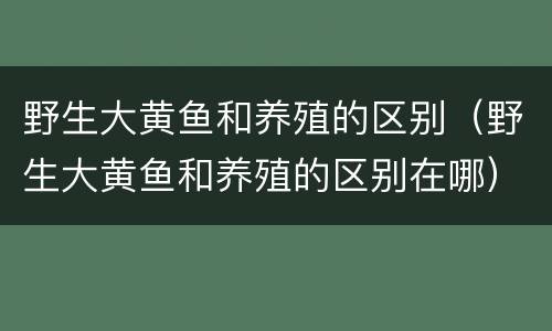 野生大黄鱼和养殖的区别（野生大黄鱼和养殖的区别在哪）
