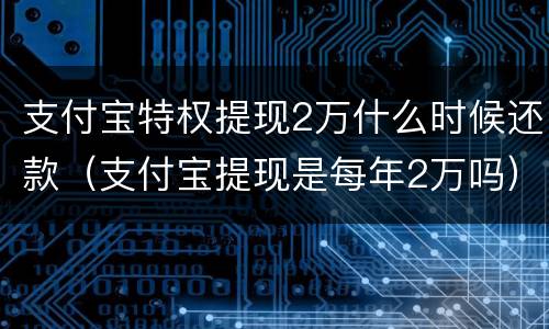 支付宝特权提现2万什么时候还款（支付宝提现是每年2万吗）