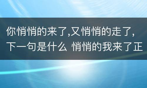 你悄悄的来了,又悄悄的走了,下一句是什么 悄悄的我来了正如我悄悄的走下一句