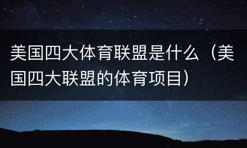 美国四大体育联盟是什么（美国四大联盟的体育项目）