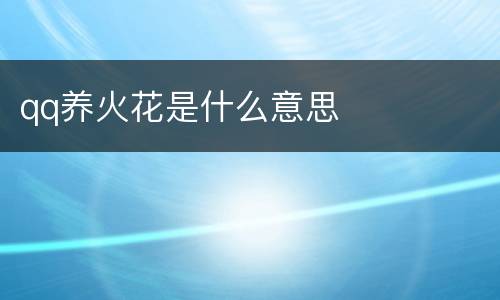 qq养火花是什么意思