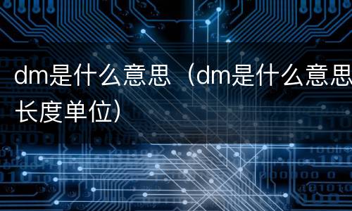 dm是什么意思（dm是什么意思长度单位）