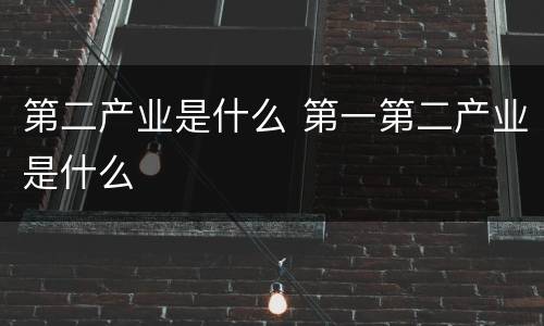 第二产业是什么 第一第二产业是什么