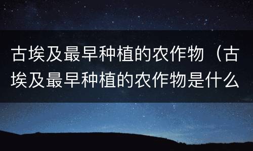 古埃及最早种植的农作物（古埃及最早种植的农作物是什么）