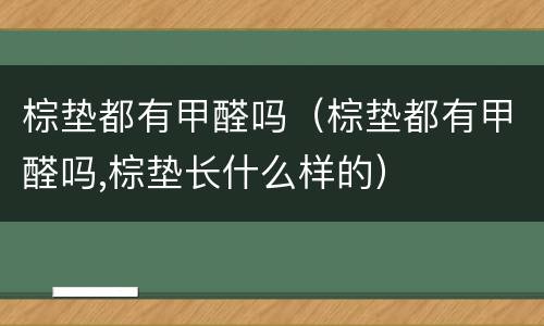 棕垫都有甲醛吗（棕垫都有甲醛吗,棕垫长什么样的）