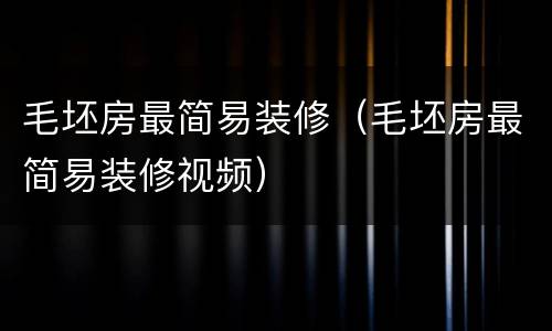 毛坯房最简易装修（毛坯房最简易装修视频）