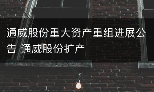通威股份重大资产重组进展公告 通威股份扩产