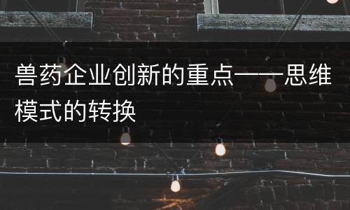 兽药企业创新的重点——思维模式的转换