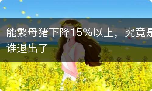 能繁母猪下降15%以上，究竟是谁退出了