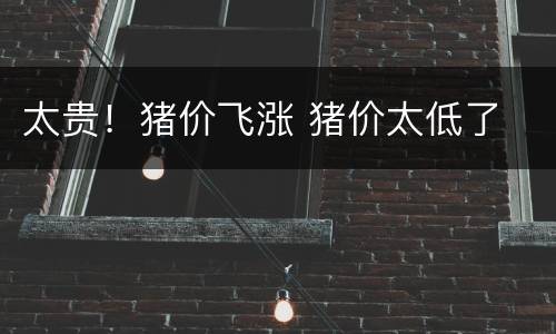 太贵！猪价飞涨 猪价太低了