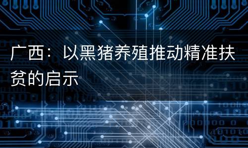 广西：以黑猪养殖推动精准扶贫的启示