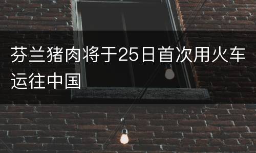 芬兰猪肉将于25日首次用火车运往中国