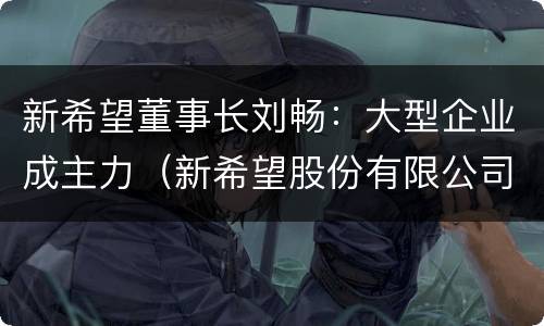 新希望董事长刘畅：大型企业成主力（新希望股份有限公司董事长刘畅）