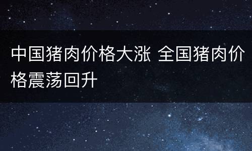 中国猪肉价格大涨 全国猪肉价格震荡回升