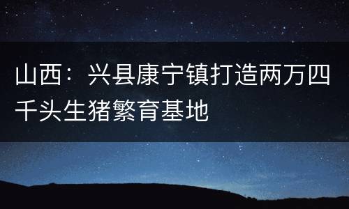 山西：兴县康宁镇打造两万四千头生猪繁育基地