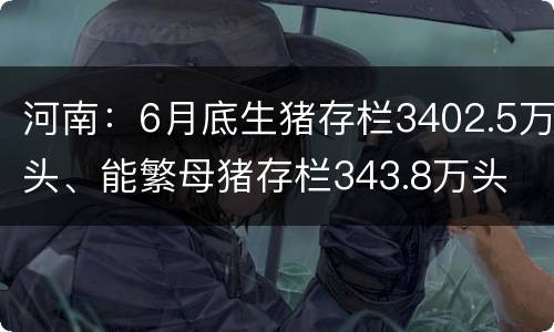 河南：6月底生猪存栏3402.5万头、能繁母猪存栏343.8万头