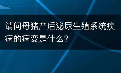 请问母猪产后泌尿生殖系统疾病的病变是什么？