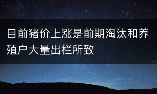 目前猪价上涨是前期淘汰和养殖户大量出栏所致