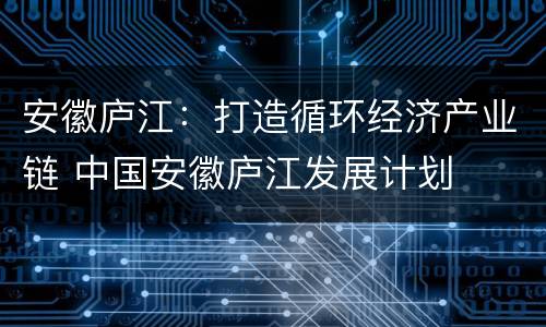 安徽庐江：打造循环经济产业链 中国安徽庐江发展计划