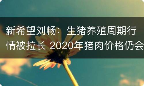 新希望刘畅：生猪养殖周期行情被拉长 2020年猪肉价格仍会较高