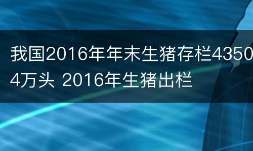 我国2016年年末生猪存栏43504万头 2016年生猪出栏