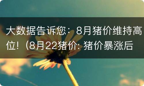 大数据告诉您：8月猪价维持高位!（8月22猪价: 猪价暴涨后趋稳）