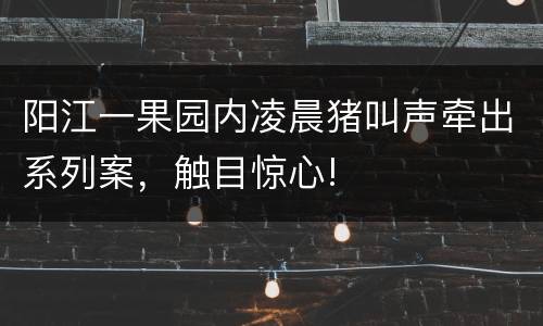 阳江一果园内凌晨猪叫声牵出系列案，触目惊心!