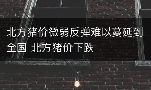 北方猪价微弱反弹难以蔓延到全国 北方猪价下跌