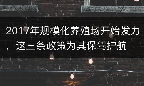 2017年规模化养殖场开始发力，这三条政策为其保驾护航