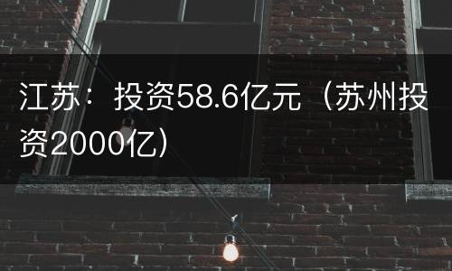 江苏：投资58.6亿元（苏州投资2000亿）