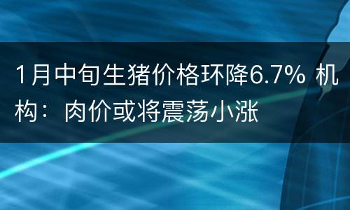 1月中旬生猪价格环降6.7% 机构：肉价或将震荡小涨