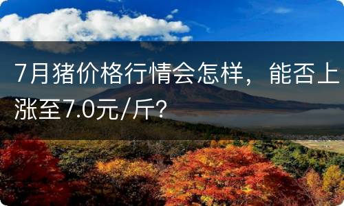 7月猪价格行情会怎样，能否上涨至7.0元/斤？