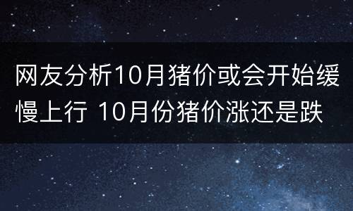 网友分析10月猪价或会开始缓慢上行 10月份猪价涨还是跌