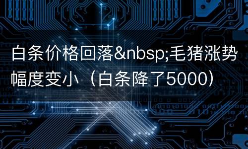 白条价格回落&nbsp;毛猪涨势幅度变小（白条降了5000）