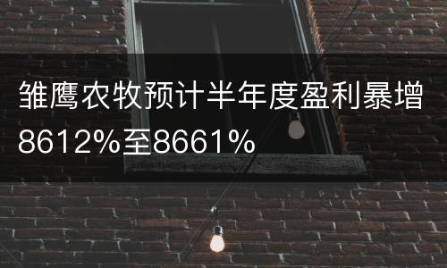 雏鹰农牧预计半年度盈利暴增8612%至8661%