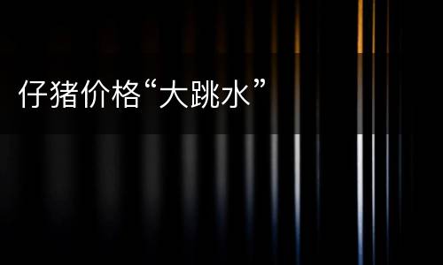 仔猪价格“大跳水”