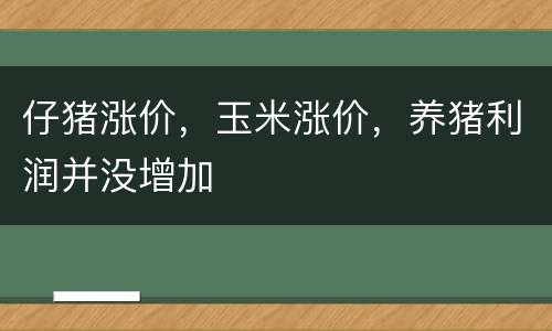 仔猪涨价，玉米涨价，养猪利润并没增加